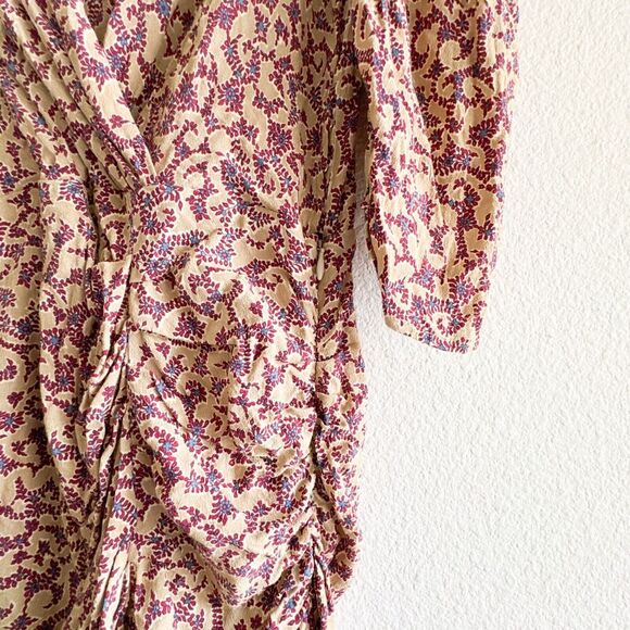 BA&SH Bash Crystal Ruched Floral Print Crepe Mini Dress Size M - Picture 7 of 16